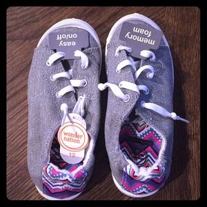 Grey and white girls sneakers still with tags